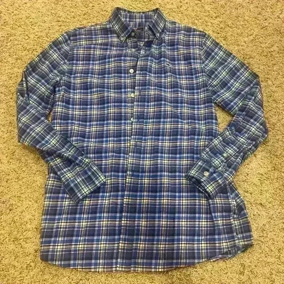 Vineyard Vines Blue Whales Plaid Cotton Flannel Button Down size XL - Picture 4 of 10
